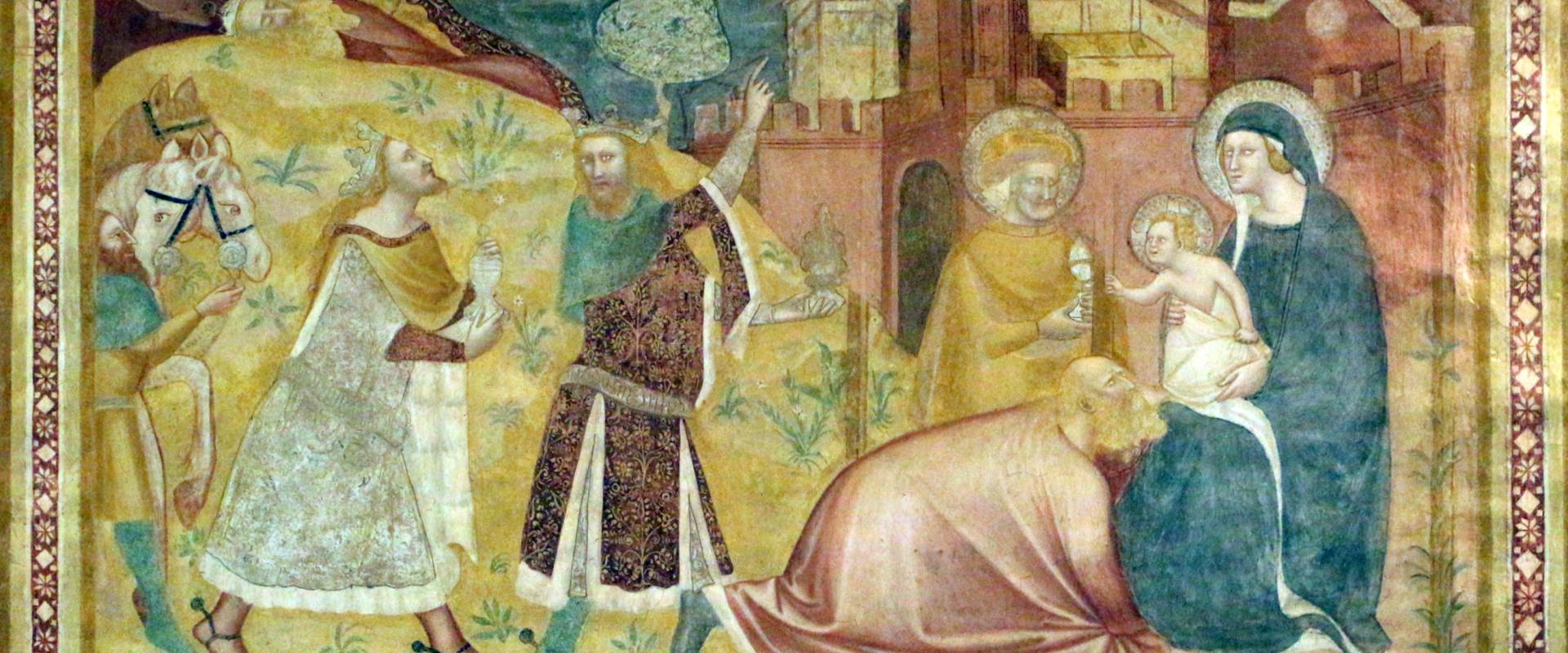 Scuola bolognese, ciclo dell'abbazia di pomposa, 1350 ca., nuovo testamento, 03 adorazione dei magi 1 photo by Sailko